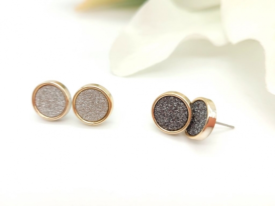 Preview: Glitzer Ohrstecker Metall Optik goldfarben